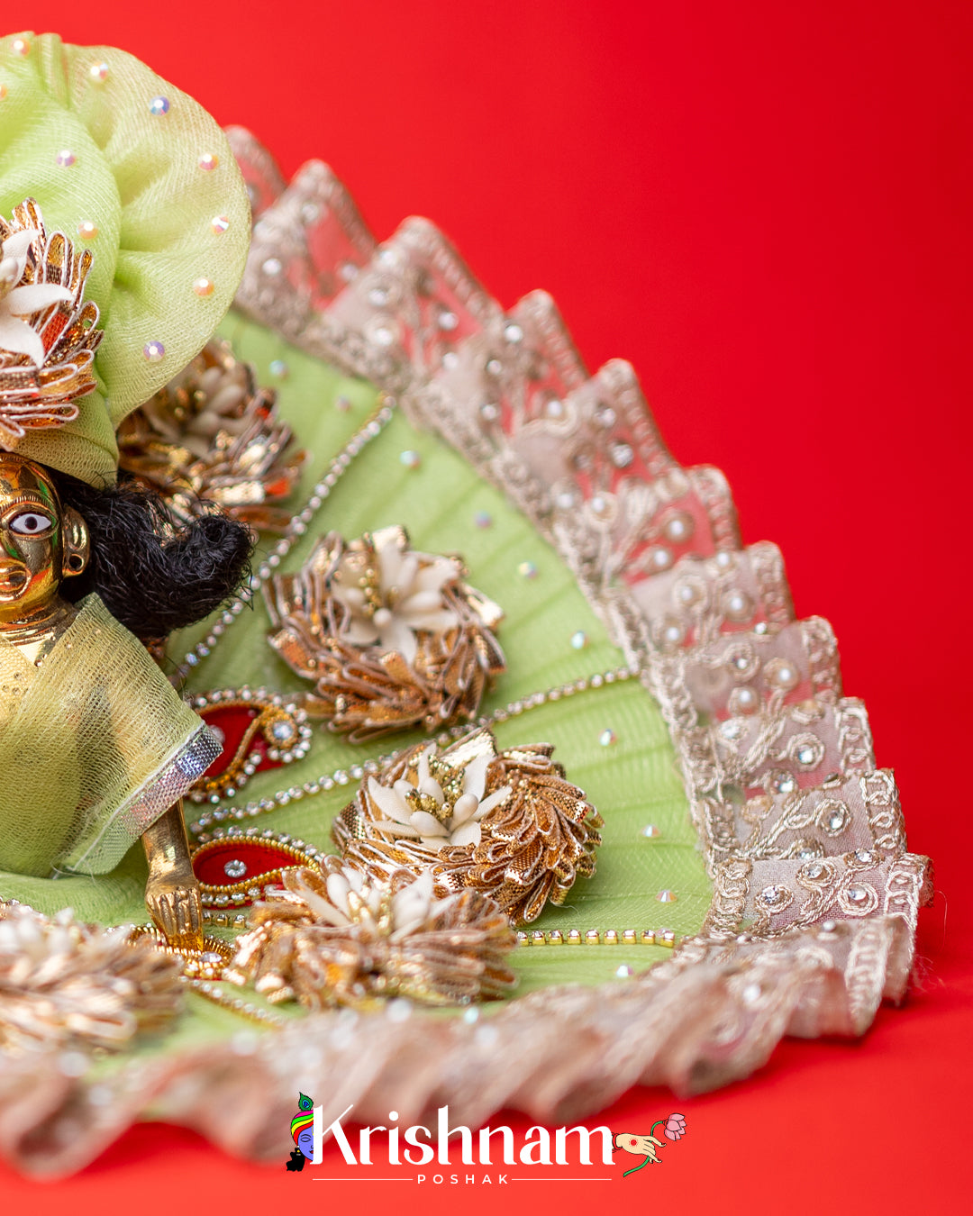 Pista Green Heavy dress for laddu gopal ji Krishnam Poshak