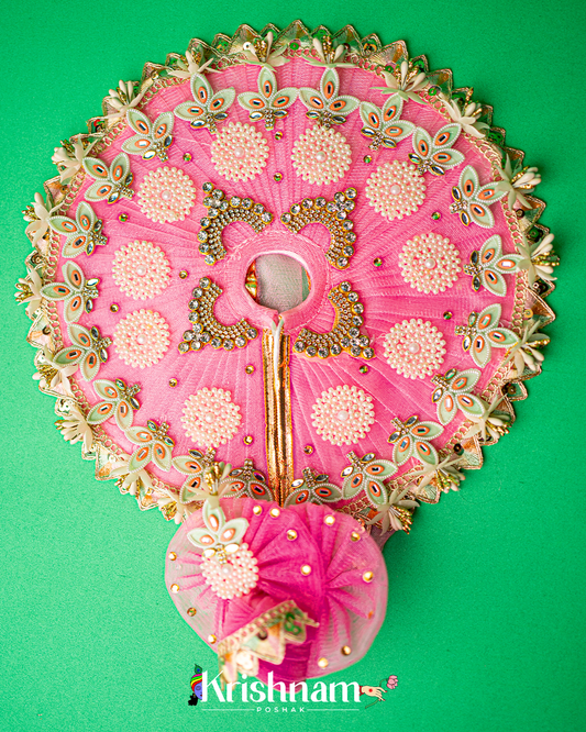 Pink Floral Heavy dress for laddu gopal ji Krishnam Poshak