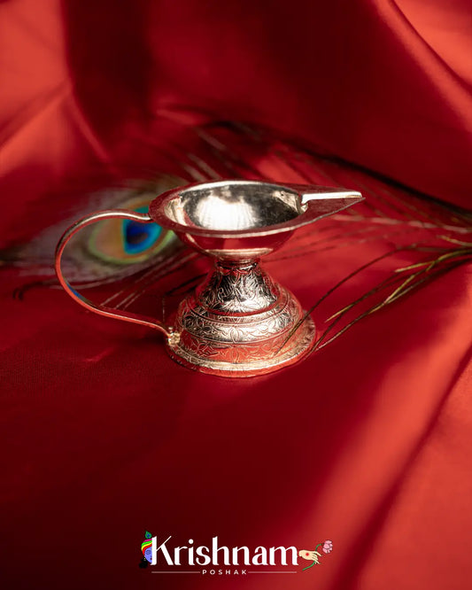 Silver Aarti Diya for Sacred Offerings ( 21 Gram Approx ) - Krishnam Poshak
