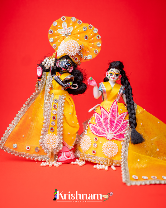 Yellow Lotus Heavy dress for Radha Krishna ji Lord of Universe