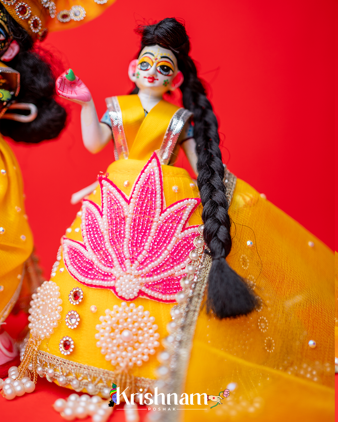 Yellow Lotus Heavy dress for Radha Krishna ji Krishnam Poshak