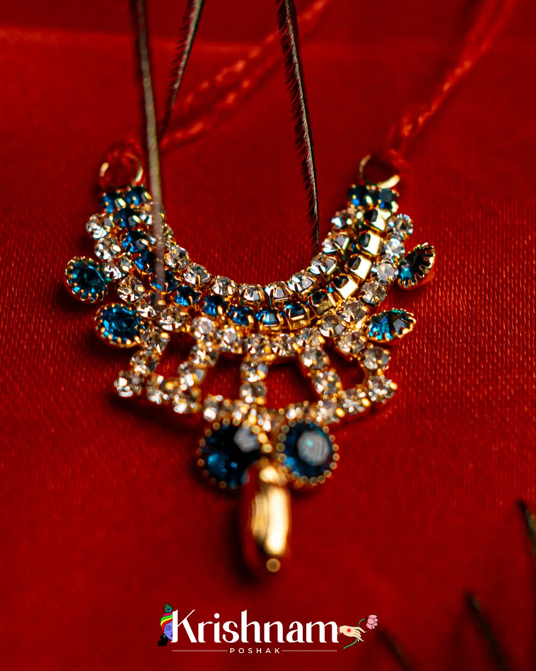 Kundan Round Neck Mala for Shri Krishna, Radha & Laddu Gopal Ji (Size 0to3) - Krishnam Poshak