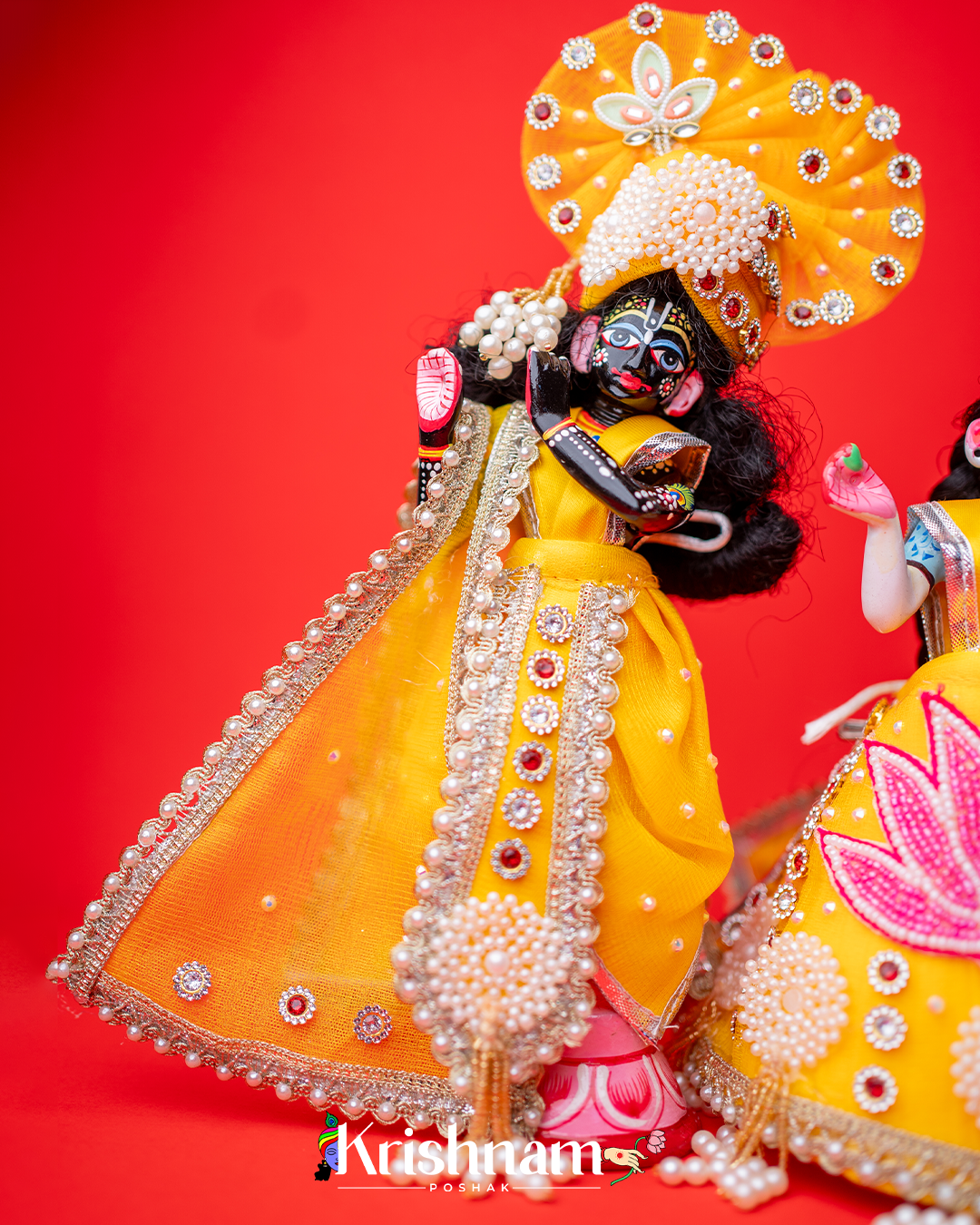 Yellow Lotus Heavy dress for Radha Krishna ji Krishnam Poshak