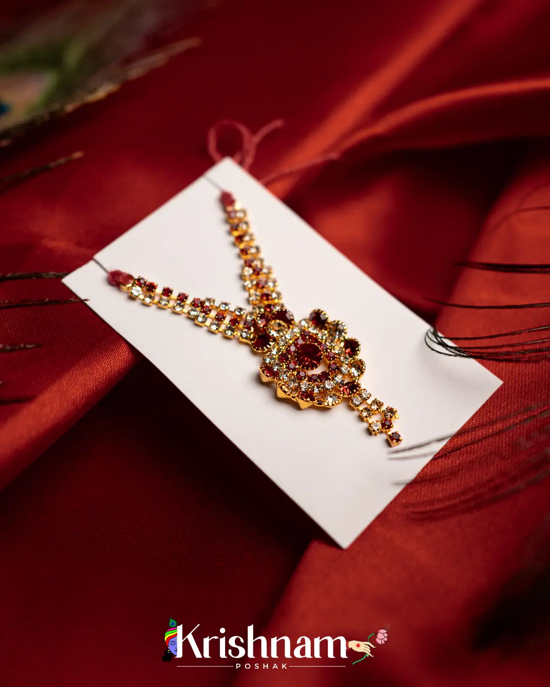 Kundan Locket Neck Mala for Shri Krishna, Radha & Laddu Gopal Ji (Size 3to6) - Krishnam Poshak