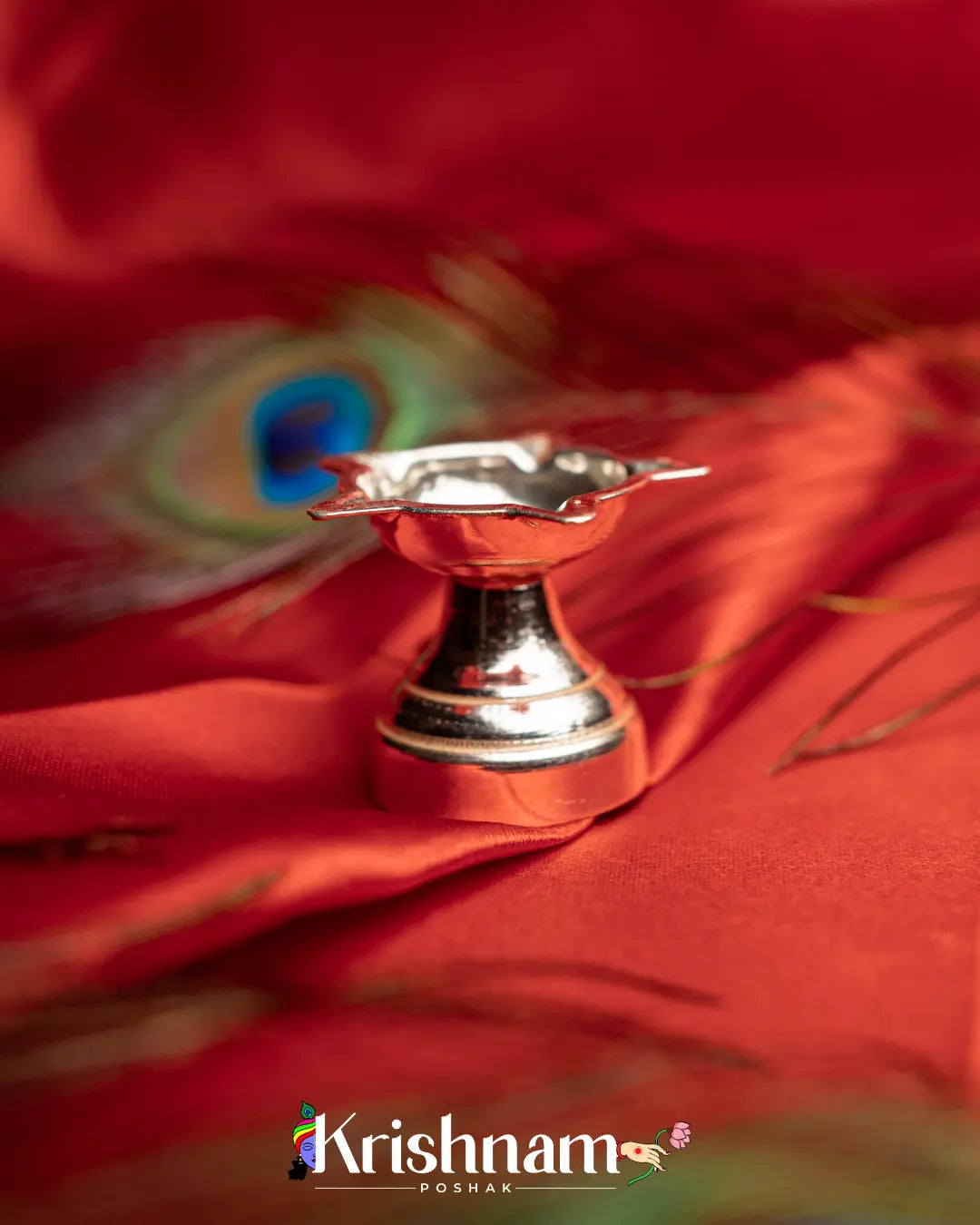 Silver Star Aarti Diya for Sacred Offerings (18 Grams Approx.) - Krishnam Poshak