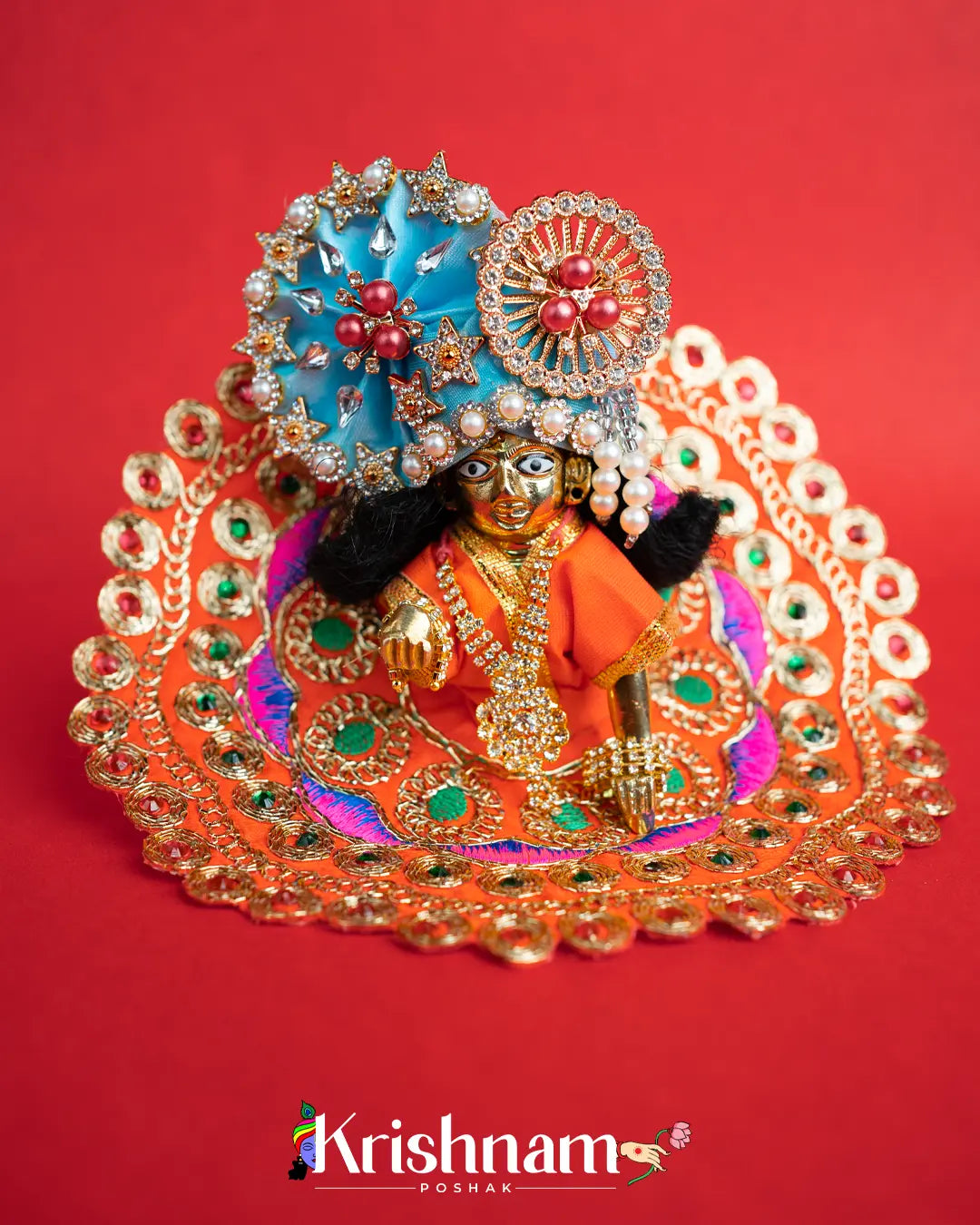 Orange Dress for Laddu Gopal (Pagdi Not Included) Krishnam Poshak