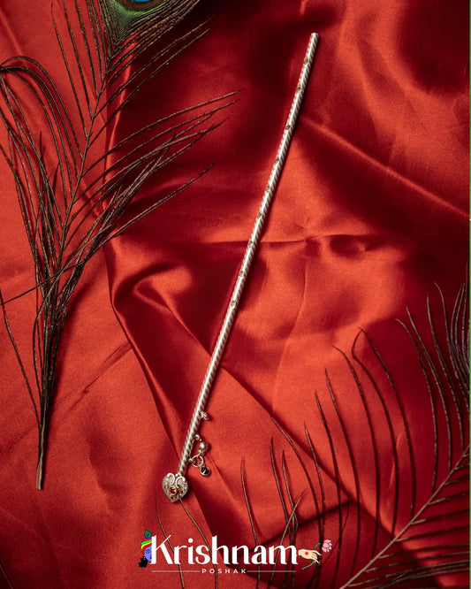 Elegant Holy Silver Handmade Shree Krishna flute & Laddu Gopala Flute (26.5 Grams Approx.) - Lord of Universe