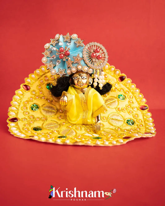 Yellow Dress With Golden Work For Laddu Gopal (Without Pagdi ) - Lord of Universe