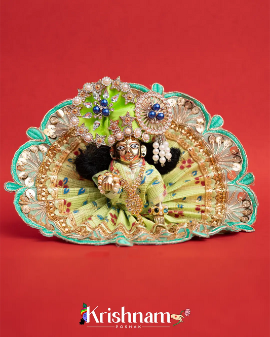 Green Kota Doria Dress for Laddu Gopal (Pagdi Not Included) Lord of Universe