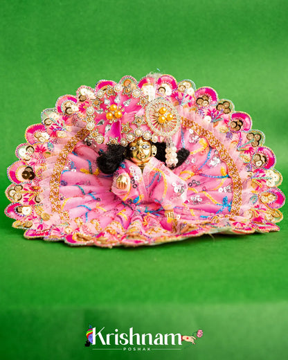 Net Pink Dress With Thread work For Laddu Gopal (Without Pagdi ) - Krishnam Poshak
