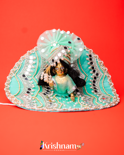 Cyan Mirror Heavy dress for laddu gopal ji Lord of Universe