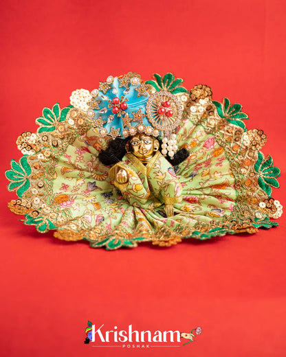 Green Floral Dress For Laddu Gopal (Without Pagdi ) - Lord of Universe