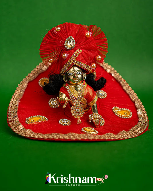 Red Net Dress for Laddu Gopal (Pagdi Included) - Krishnam Poshak