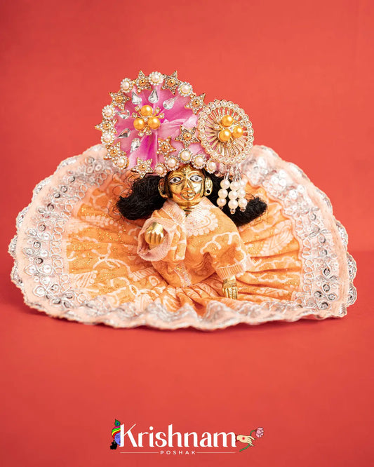 Cotton Orange With Silver Work For Laddu Gopal (Without Pagdi ) - Lord of Universe