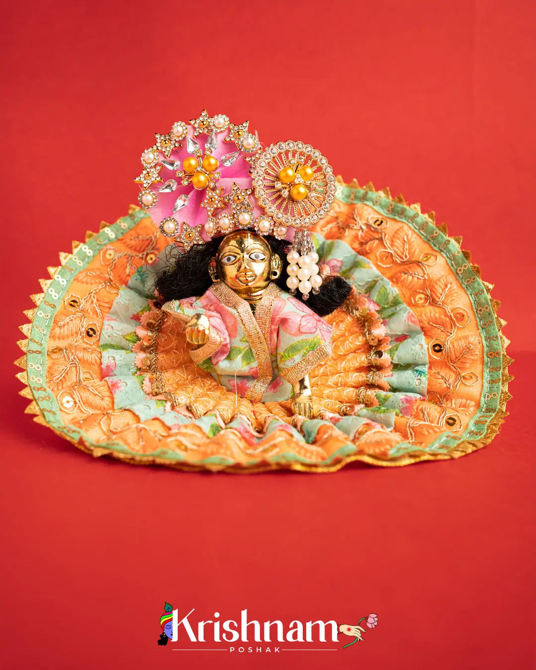 Cotton Orange Dress For Laddu Gopal (Without Pagdi ) - Lord of Universe