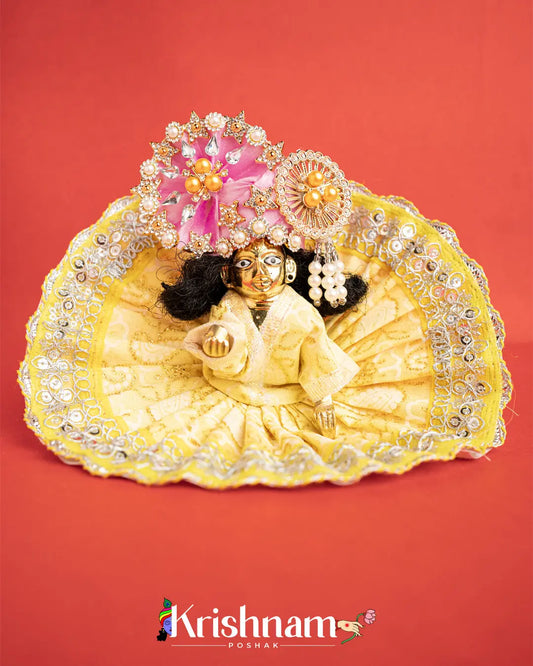 Cotton Yellow With Silver Work For Laddu Gopal (Without Pagdi ) - Lord of Universe