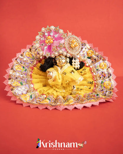 Yellow Net Dress For Laddu Gopal (Without Pagdi ) - Krishnam Poshak