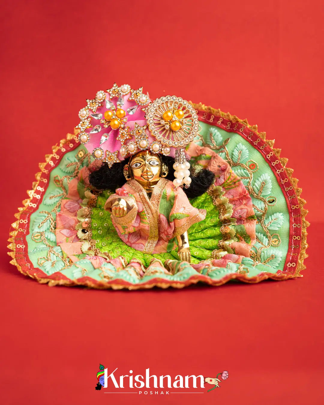 Cotton Green Dress For Laddu Gopal (Without Pagdi ) - Lord of Universe