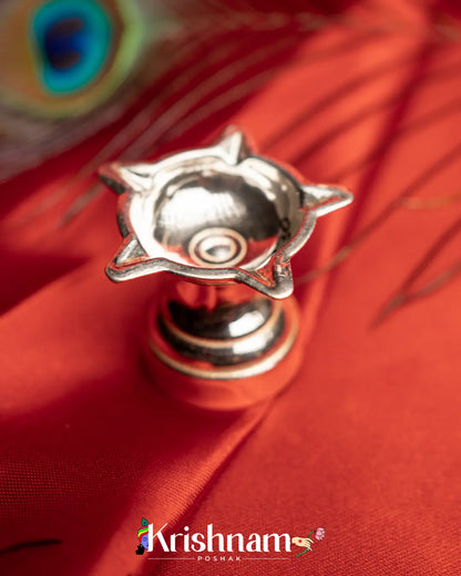 Silver Star Aarti Diya for Sacred Offerings (18 Grams Approx.) - Krishnam Poshak