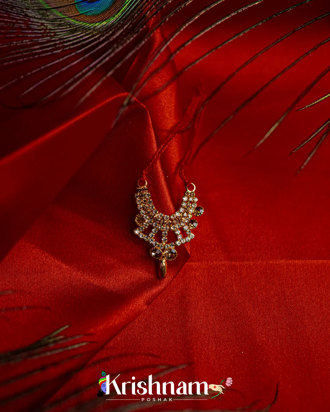 Kundan Round Neck Mala for Shri Krishna, Radha & Laddu Gopal Ji (Size 0to3) - Krishnam Poshak