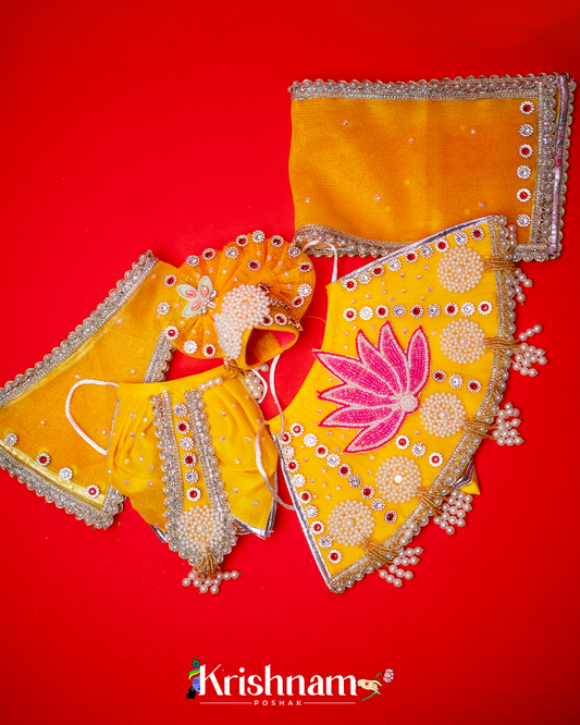Yellow Lotus Heavy dress for Radha Krishna ji Lord of Universe