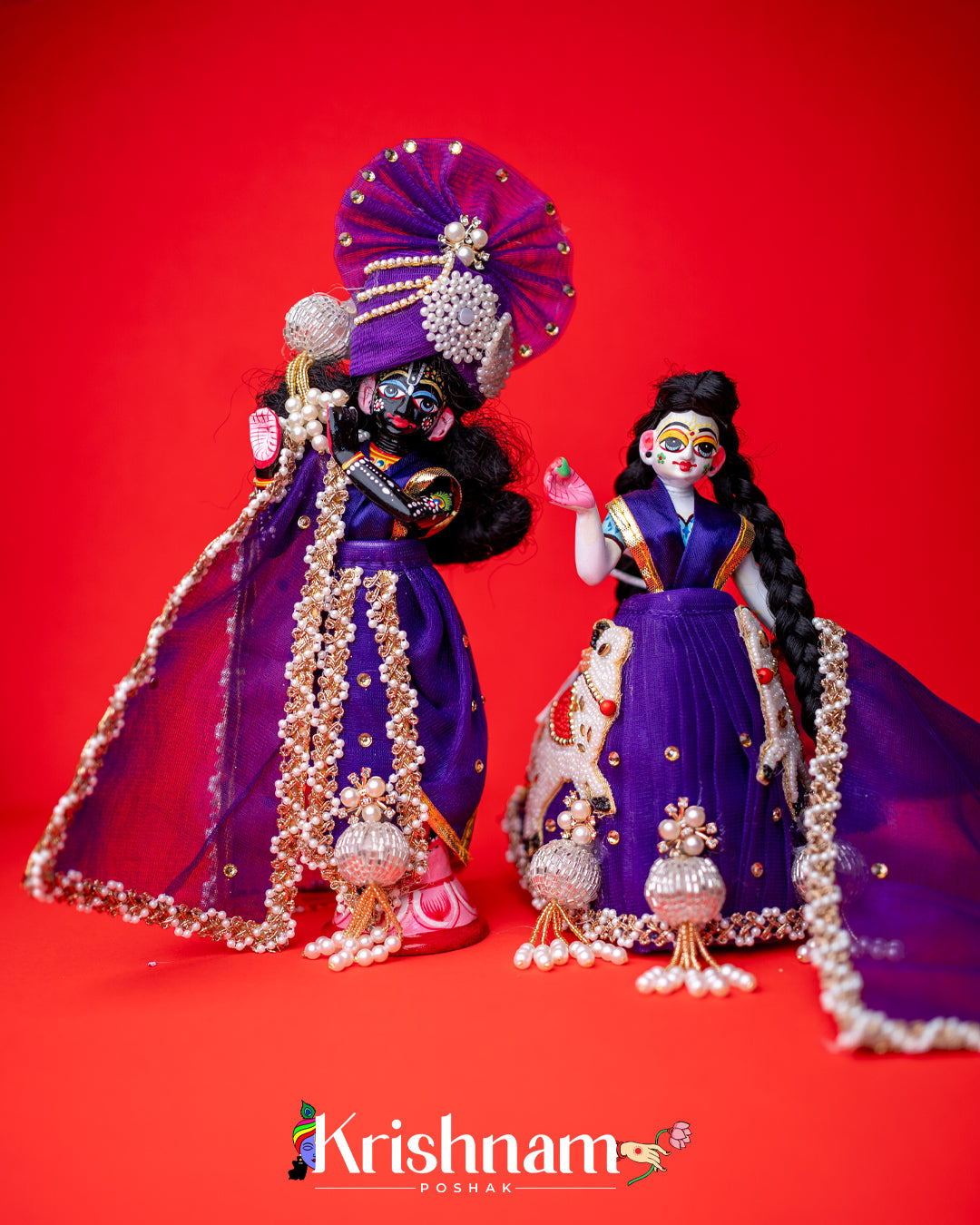 Purple Cow Heavy dress for Radha Krishna ji Krishnam Poshak