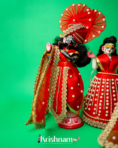 Red Moti Heavy dress for Radha Krishna ji Krishnam Poshak