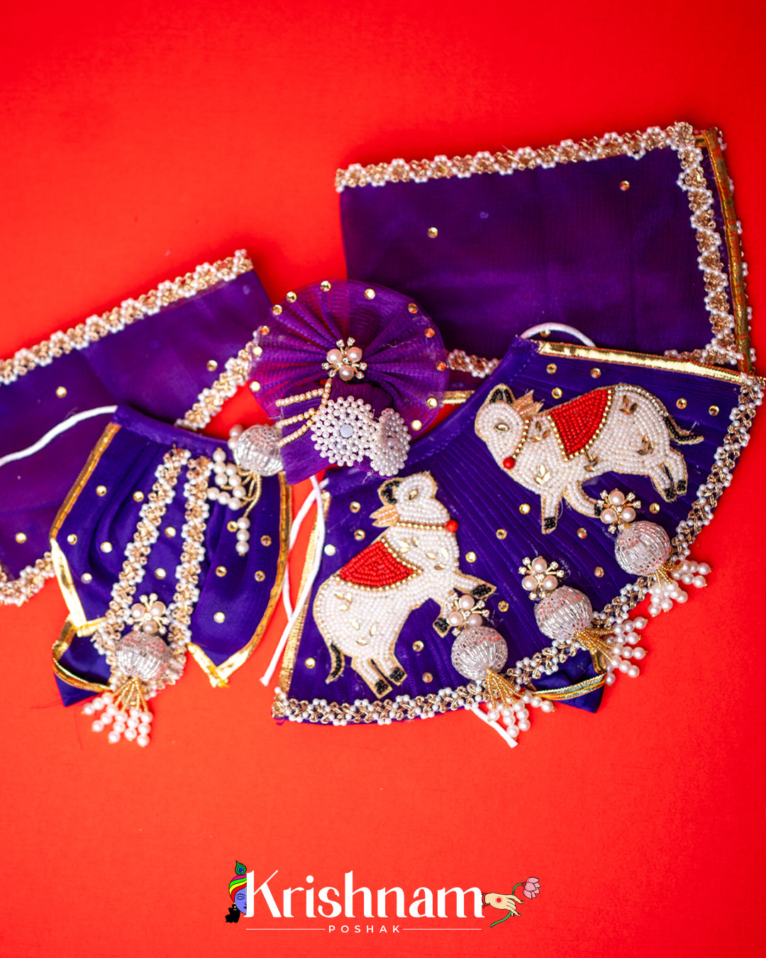 Purple Cow Heavy dress for Radha Krishna ji Krishnam Poshak