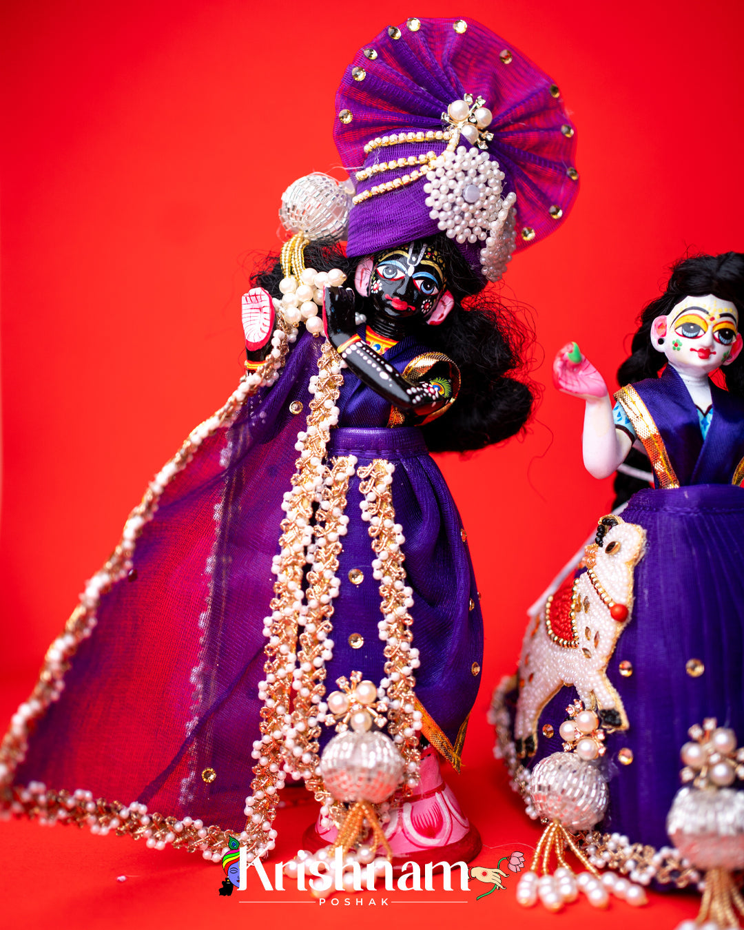 Purple Cow Heavy dress for Radha Krishna ji Krishnam Poshak