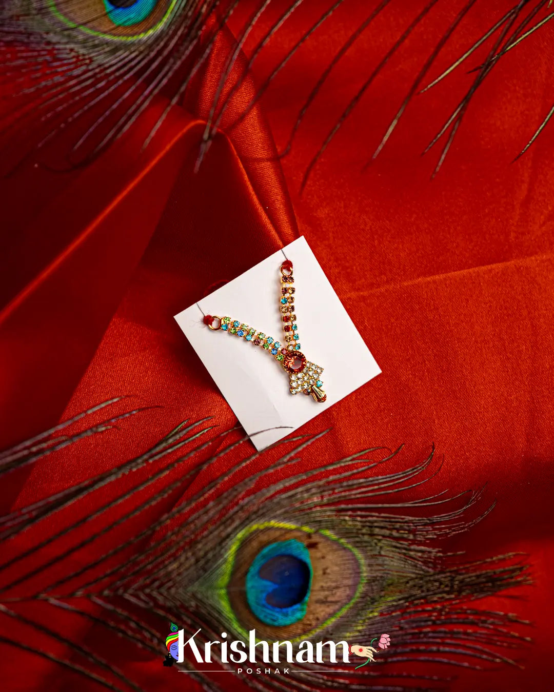 Kundan Heavy Round shape Mala for Shri Krishna, Radha & Laddu Gopal Ji (Size 2to4) - Krishnam Poshak