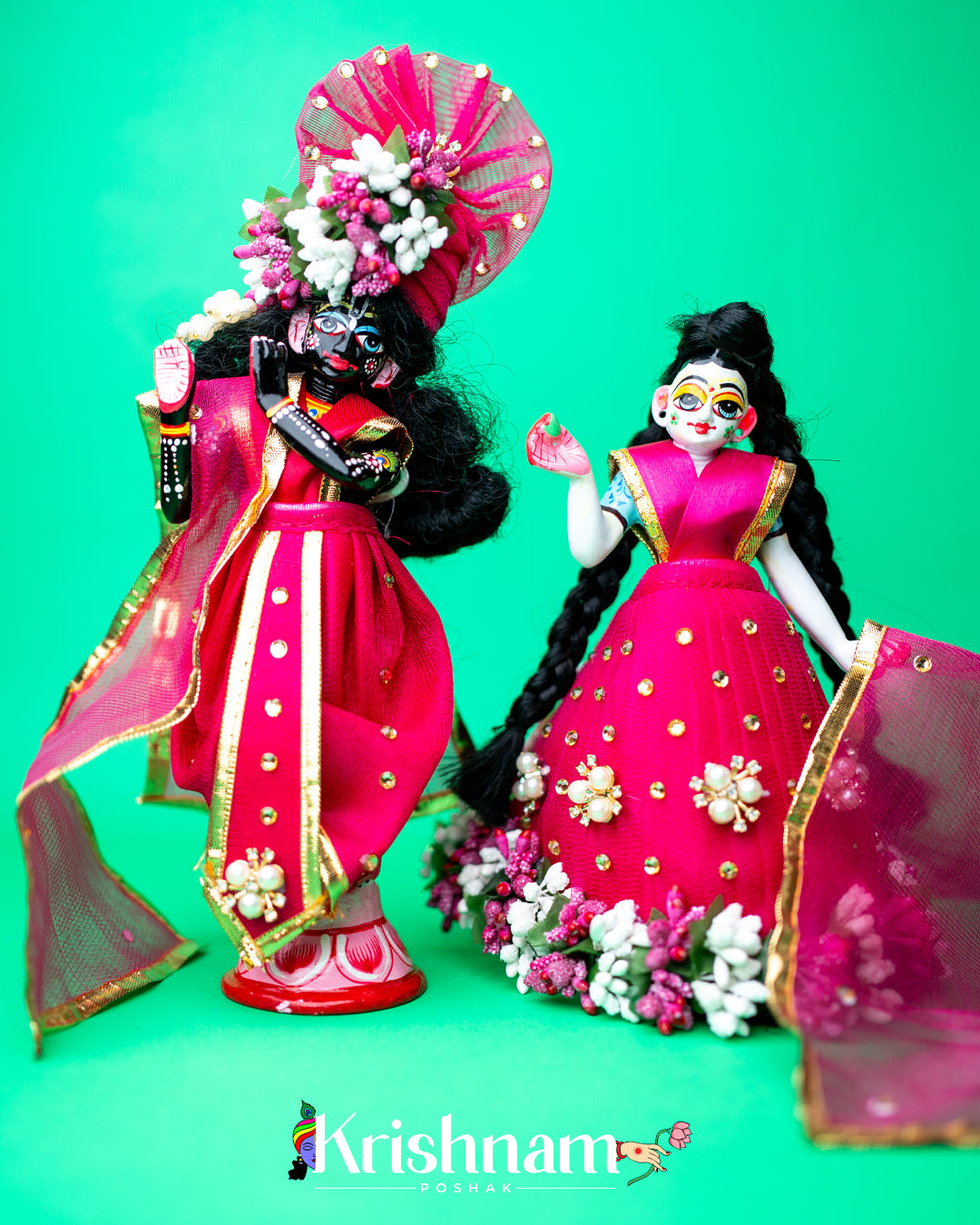 Magenta Floral Heavy dress for Radha Krishna ji Krishnam Poshak