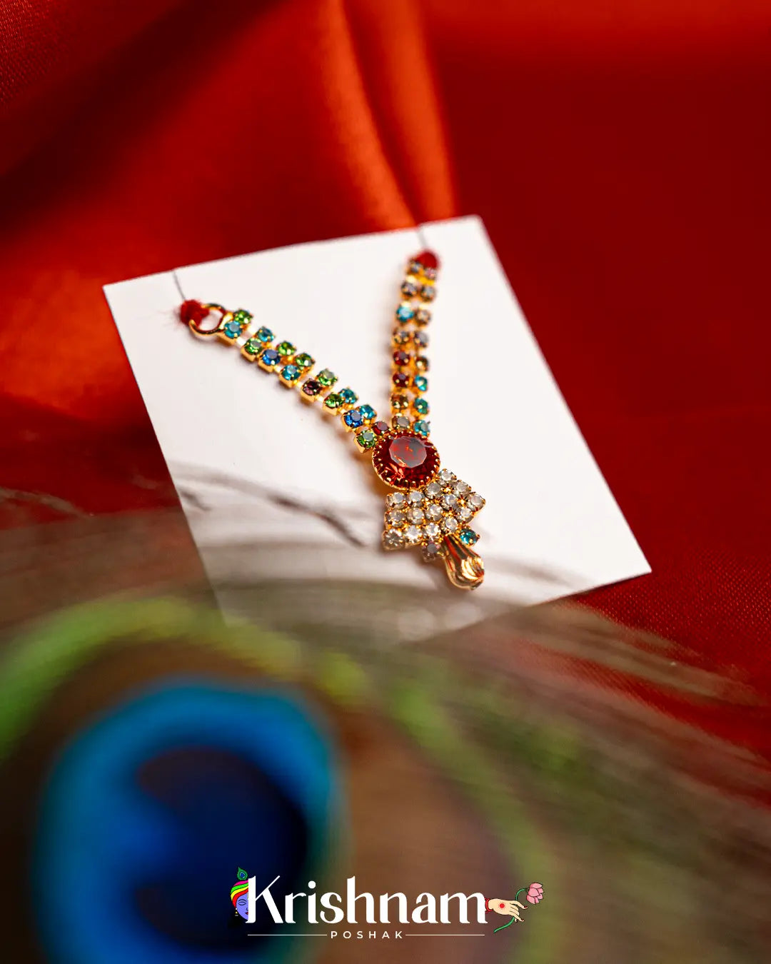 Kundan Heavy Round shape Mala for Shri Krishna, Radha & Laddu Gopal Ji (Size 2to4) - Krishnam Poshak