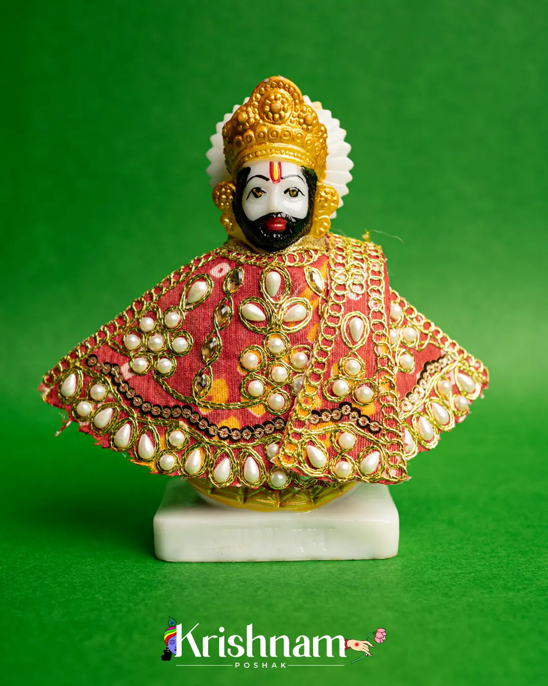 Khatu Shyam Ji Bandhej Heavy Dress (Dress Only) (2-3 Inch Size) - Krishnam Poshak