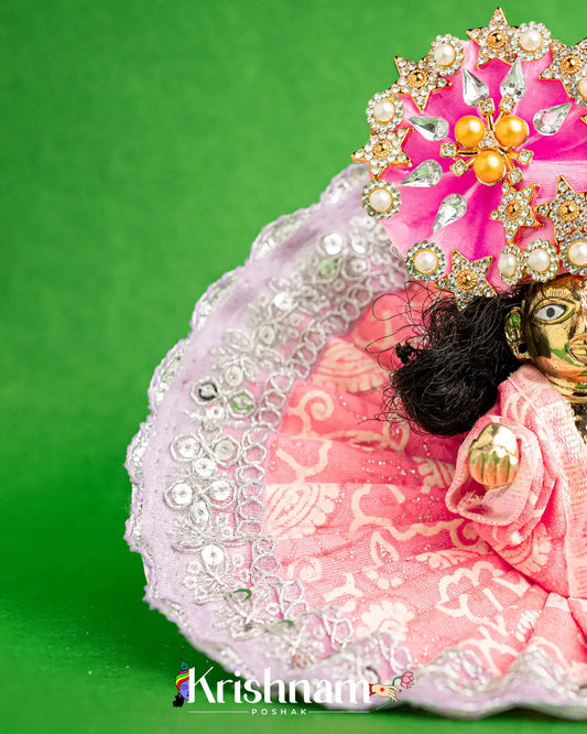 Cotton Pink Dress With Silver Work For Laddu Gopal (Without Pagdi ) - Lord of Universe