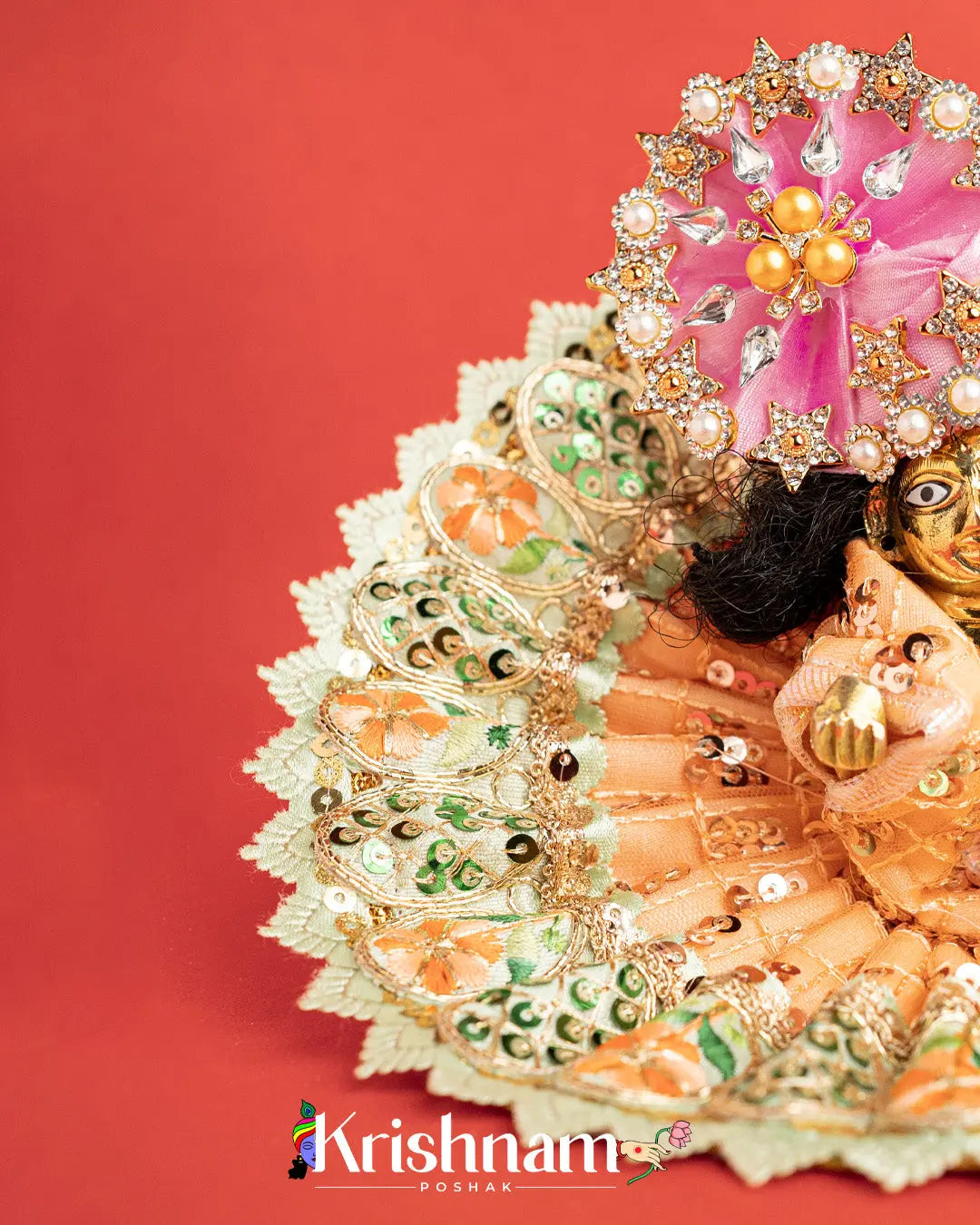 Orange Net Dress For Laddu Gopal (Without Pagdi ) - Krishnam Poshak