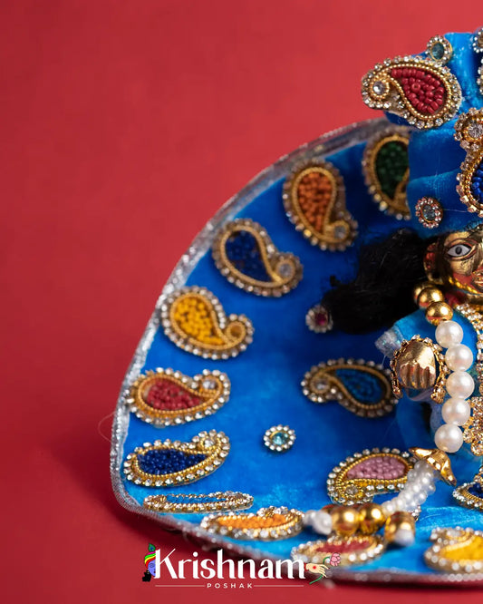 Blue Soft Velvet Heavy Laddu Gopal Dress (Pagdi & Patka Included) - Lord of Universe
