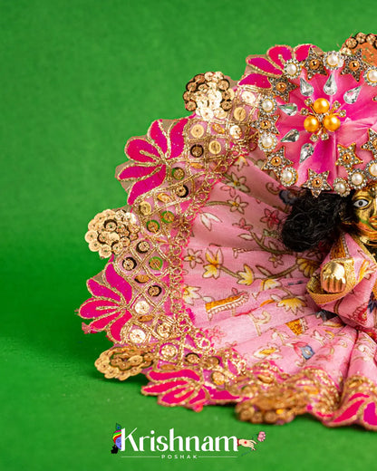 Pink Floral Dress For Laddu Gopal (Without Pagdi ) - Krishnam Poshak