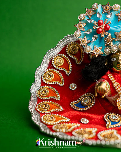 Red Soft Velvet Heavy Dress for Laddu Gopal (Patka Included & Pagdi Not Included) - Krishnam Poshak