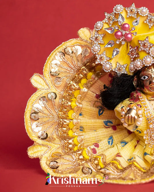 Yellow Kota Doria Dress for Laddu Gopal (Pagdi Not Included) Lord of Universe