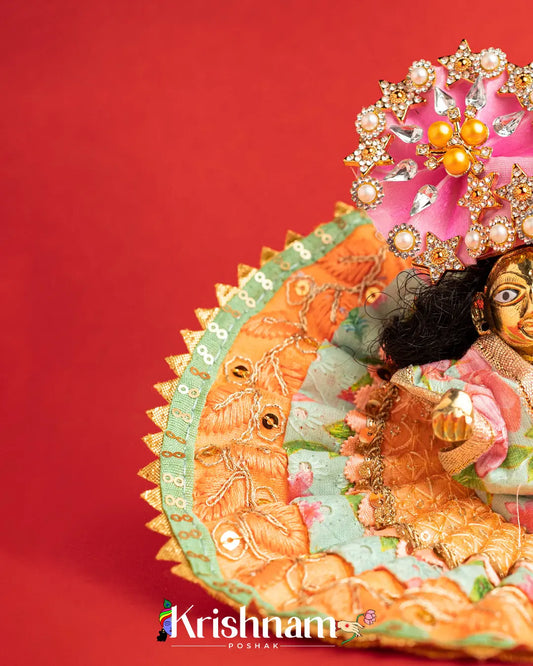 Cotton Orange Dress For Laddu Gopal (Without Pagdi ) - Krishnam Poshak