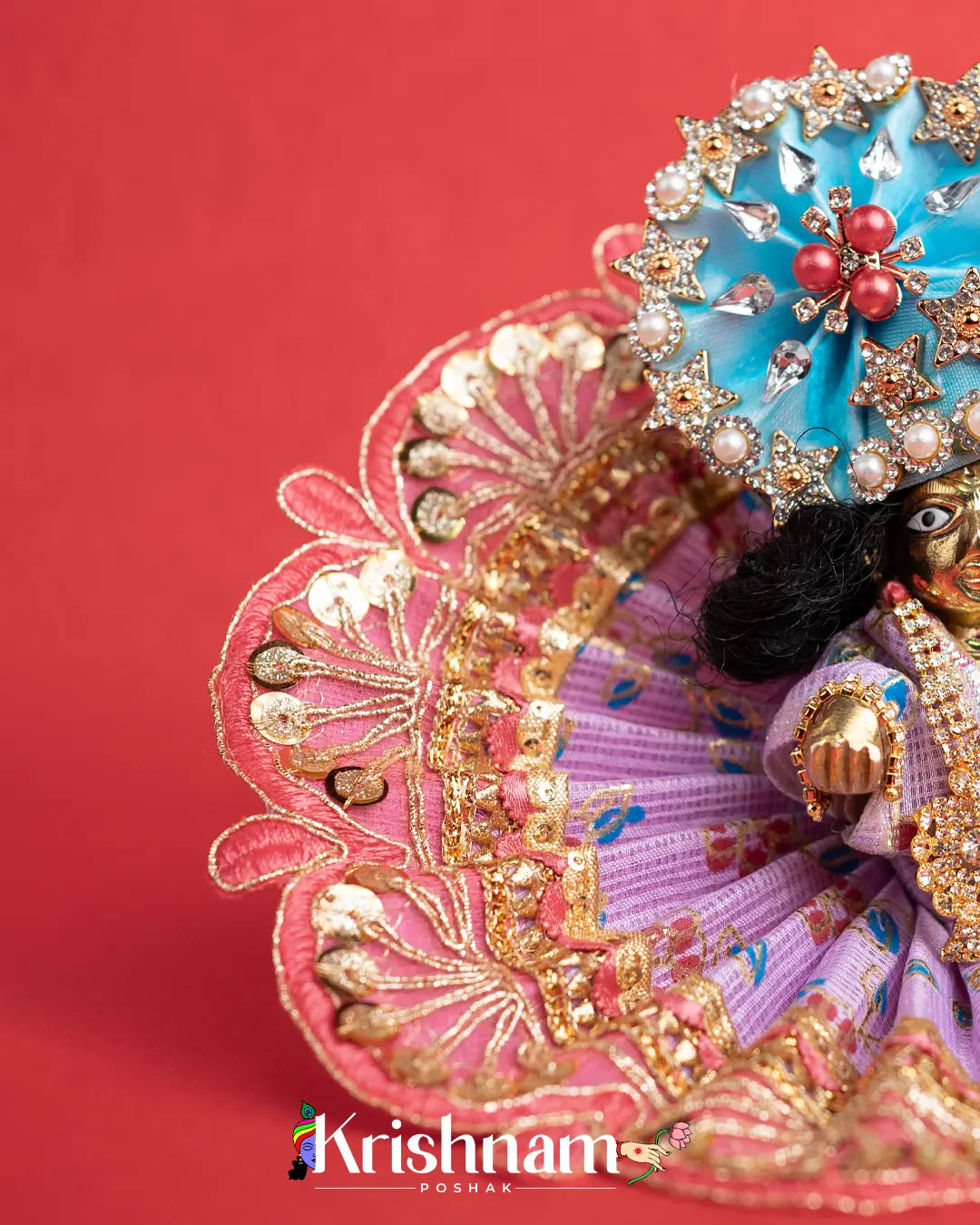 Purple Kota Doria Dress for Laddu Gopal (Pagdi Not Included) Krishnam Poshak