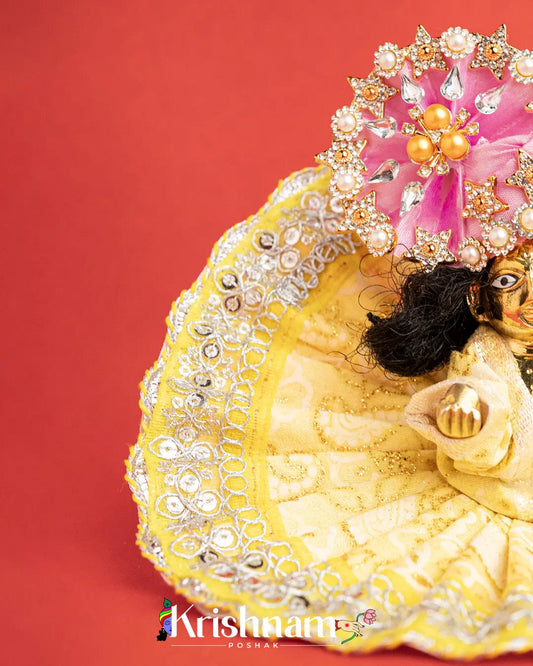 Cotton Yellow With Silver Work For Laddu Gopal (Without Pagdi ) - Lord of Universe