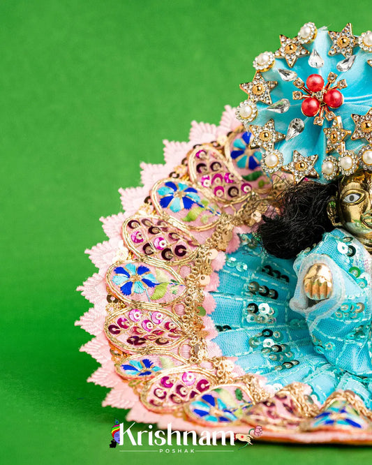 Sky Blue Net Dress For Laddu Gopal (Without Pagdi ) - Krishnam Poshak