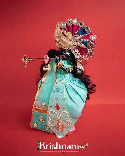 "Exquisite Handmade Sky Blue Radha Krishna Dresses / Poshak - Crafted with Love in Kolkata" (Dress Only) (Pagdi Not Included) Krishnam Poshak