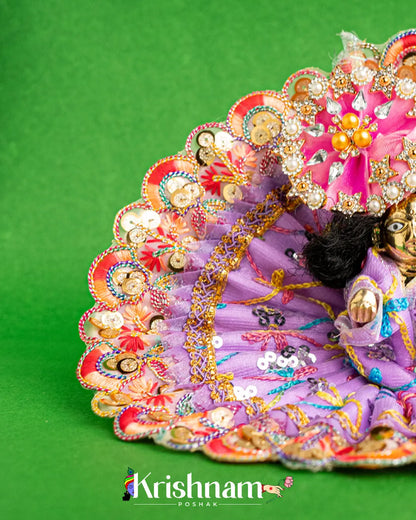 Net Purple Dress With Thread work For Laddu Gopal (Without Pagdi ) - Krishnam Poshak