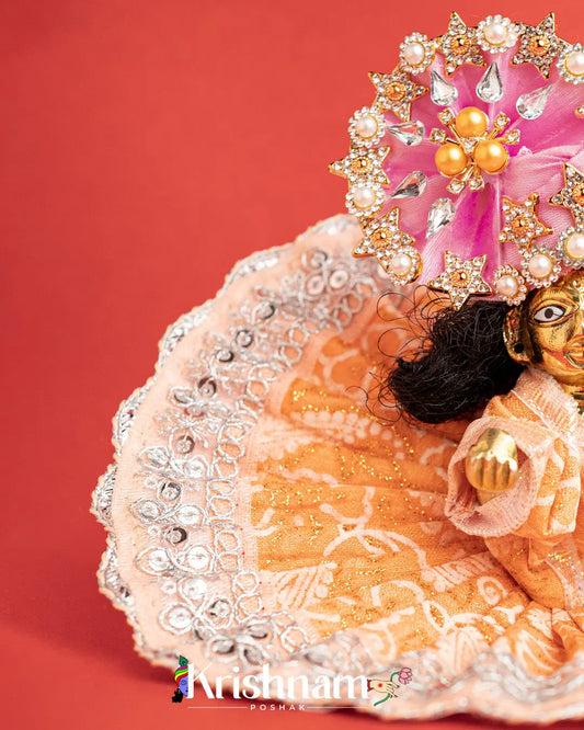 Cotton Orange With Silver Work For Laddu Gopal (Without Pagdi ) - Lord of Universe