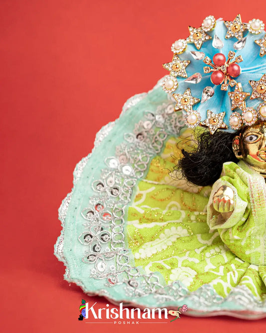 Cotton Green With Silver Work For Laddu Gopal (Without Pagdi ) - Lord of Universe