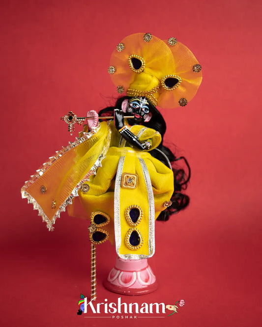 "Yellow Radha Krishna Dress - Crafted with Love in Rajasthan" (Dress Only) (Pagdi & Bansuri Included) - Lord of Universe