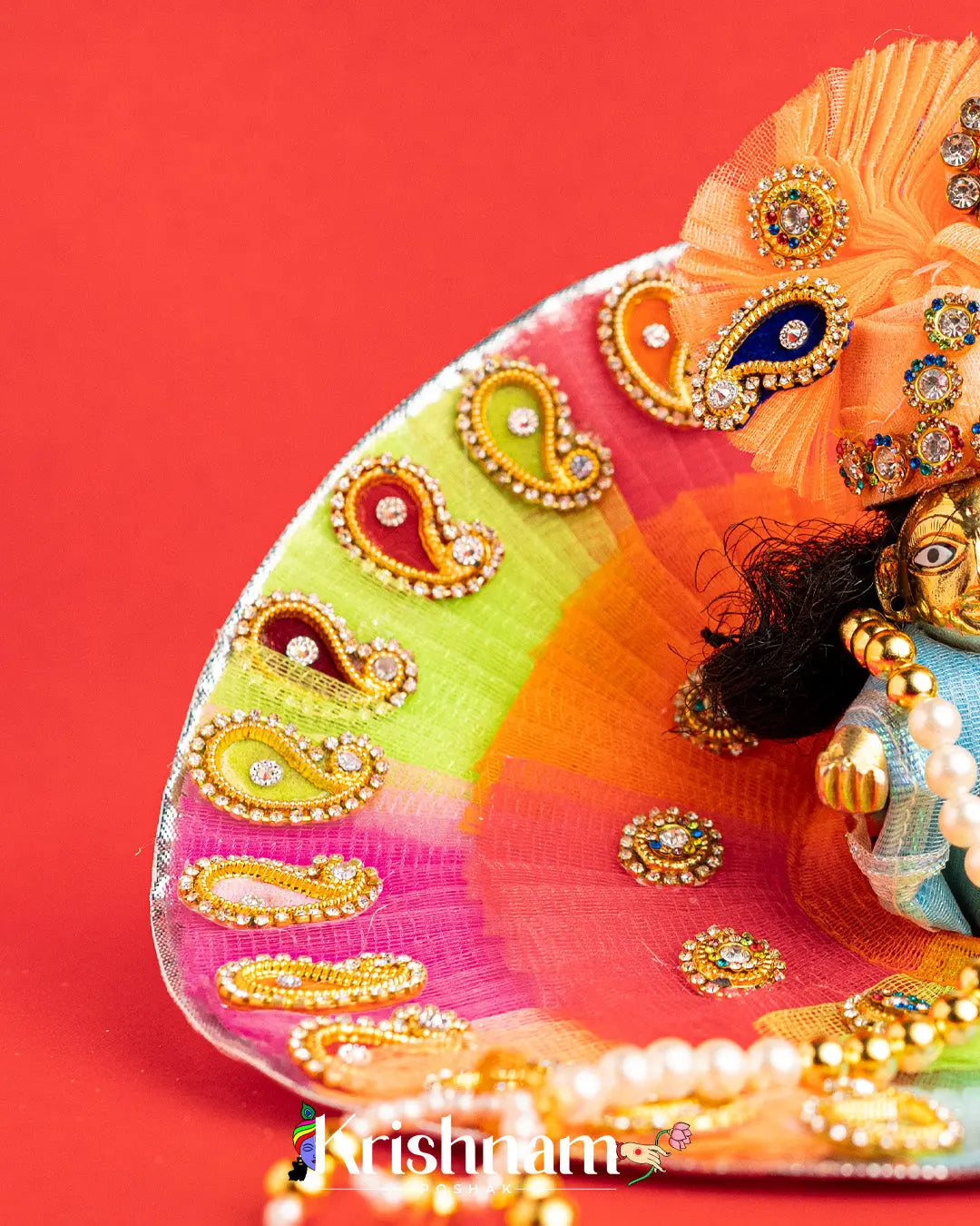 Multicolor Handmade Dress For Laddu Gopal (Pagdi & Patka Included) - Krishnam Poshak