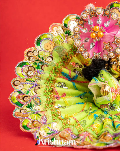 Net Green Dress With Thread work For Laddu Gopal (Without Pagdi ) - Lord of universe